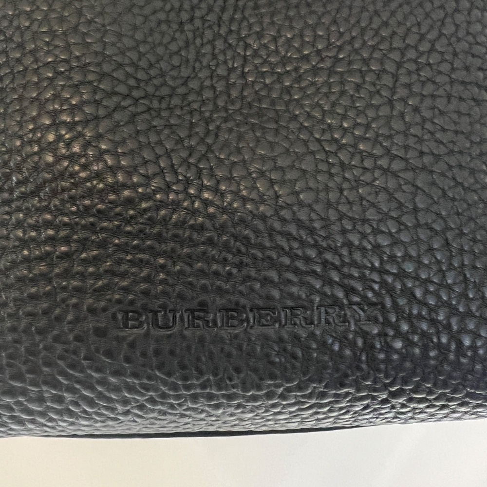 BURBERRY Maidstone Black Leather House Check Canvas Small Tote Bag - Picture 11 of 14